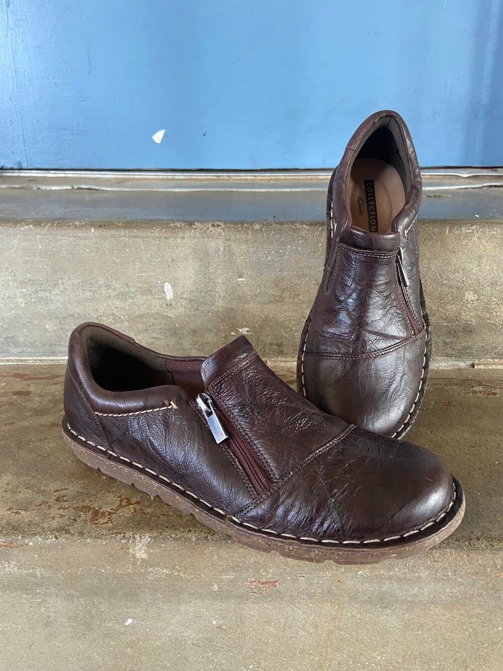 Clark’s Tamitha Cattura dark brown leather shoe with zipper detail